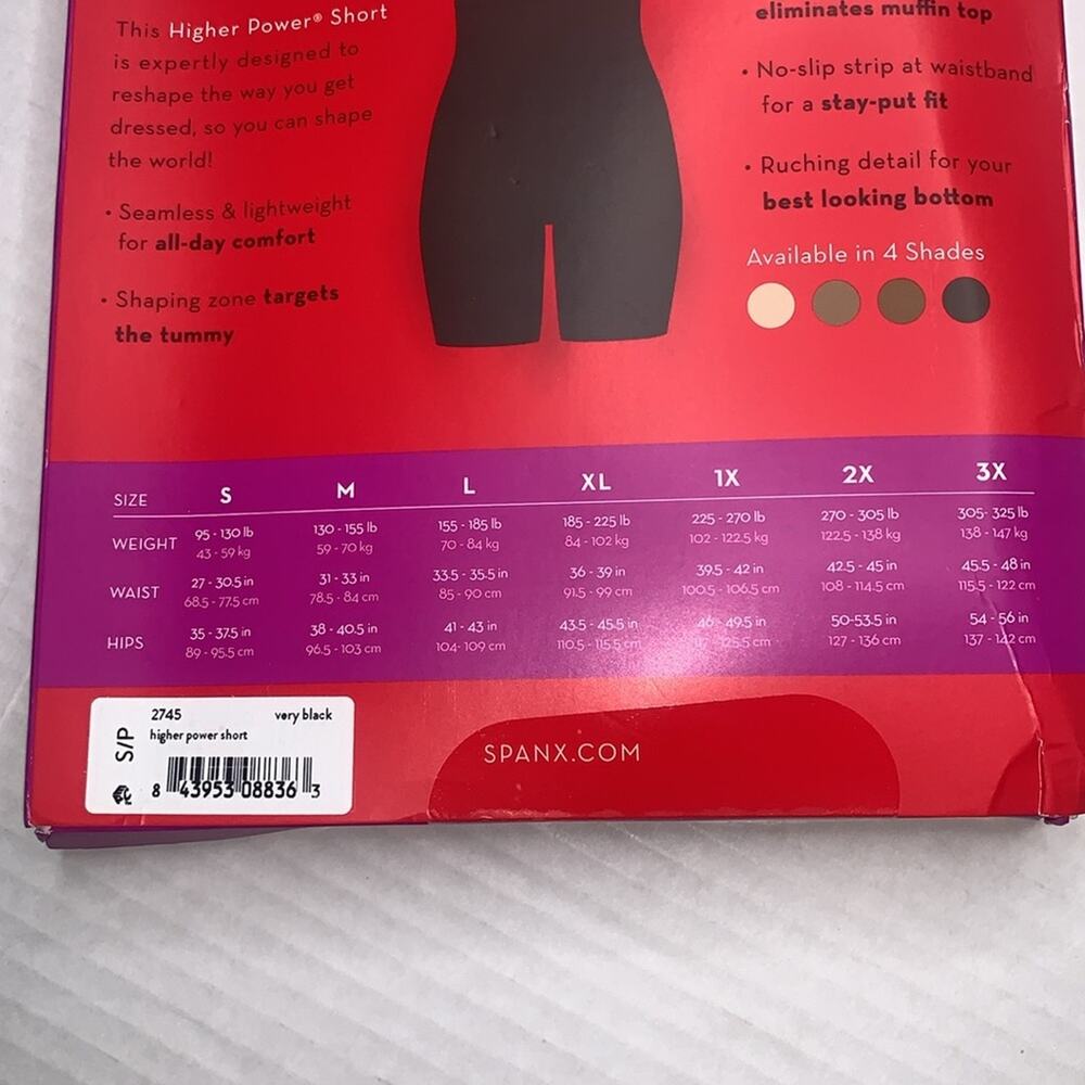 SPANX Higher Power Short. Very‎ Black. Size Small - Picture 7 of 11